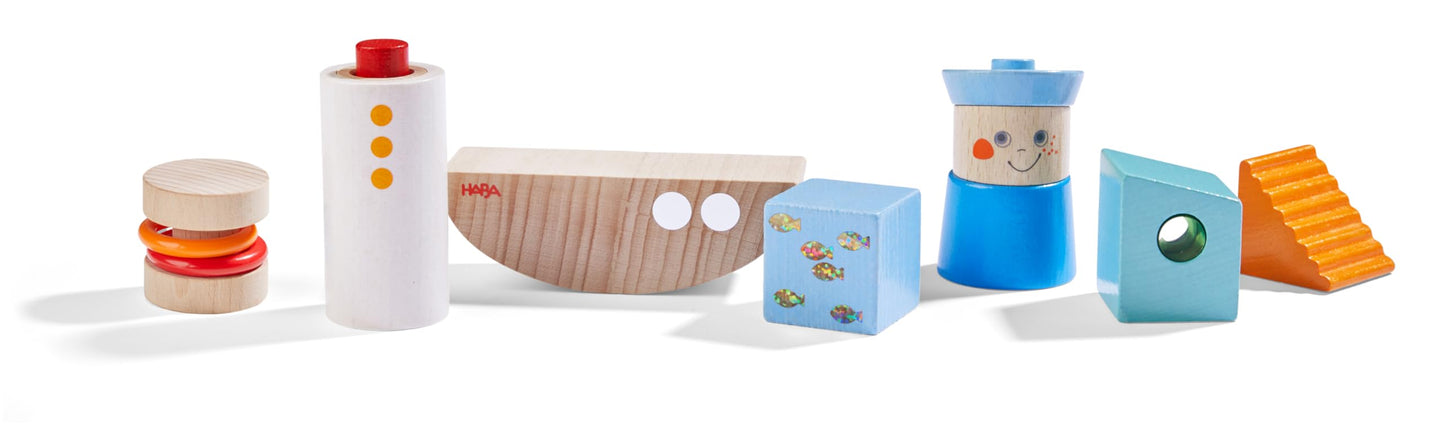 HABA Discovery Building Blocks Boat - Montessori Wooden Toys, Toddler Learning Toys 1-3, Educational Sensory Stacking Blocks, Made in Germany