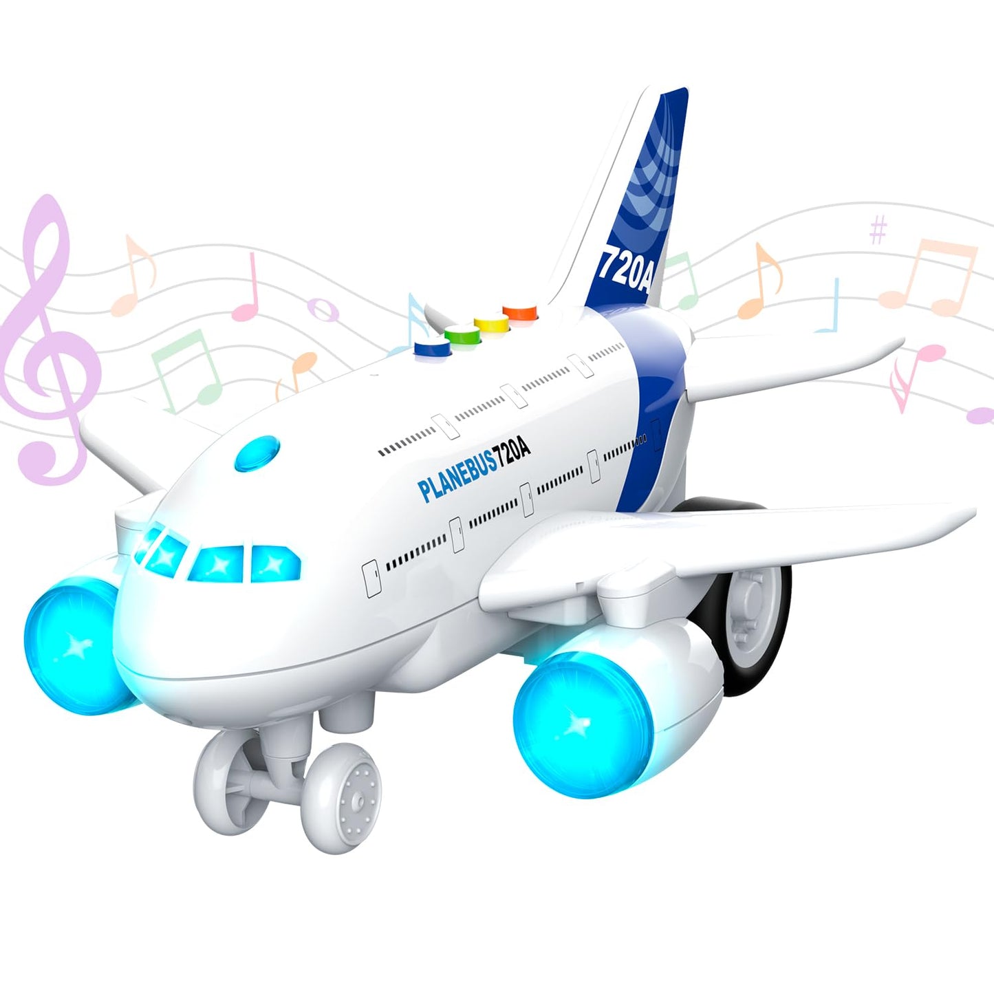 lonfypeng Kids Airplane Toy with LED Lights & Music Sounds, Electric Aircraft Toy for Toddlers Boys Girls Age 3 4 5 6, Birthday for Kids Who Love Aviation