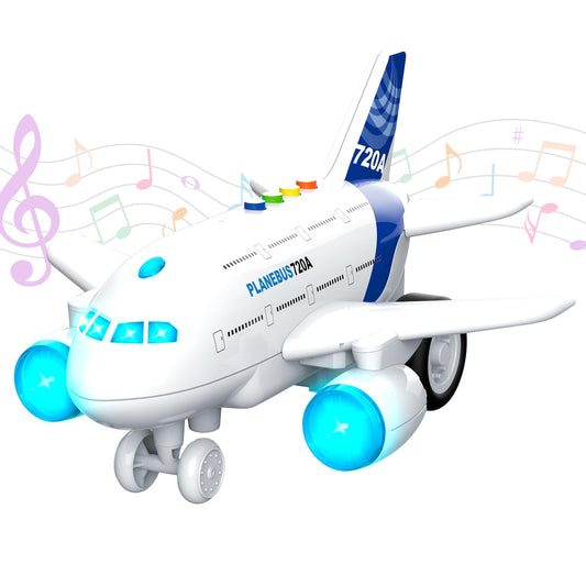 lonfypeng Kids Airplane Toy with LED Lights & Music Sounds, Electric Aircraft Toy for Toddlers Boys Girls Age 3 4 5 6, Birthday for Kids Who Love Aviation
