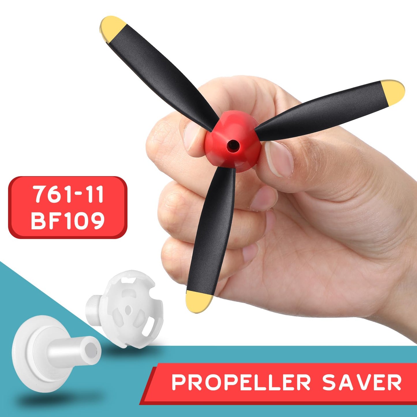 Outus 6 Sets Spare Rc Plane Propellers 3 Blade Propeller Compatible with P40 Fighter Remote Control Plane 761-13 Radio Controlled Airplane Carbon Fiber Nose Cone with Savers and Adapters
