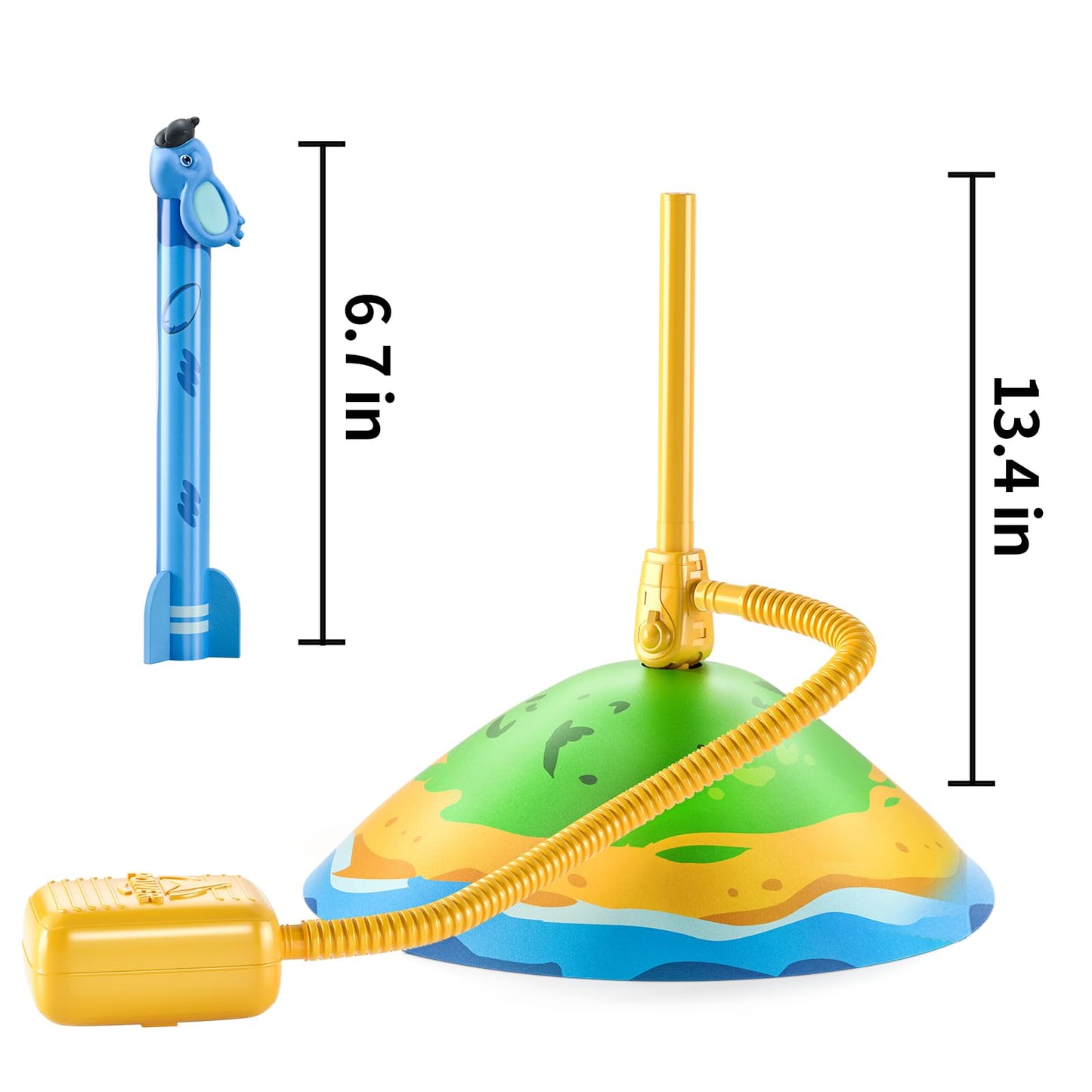 TEMI Dinosaur Rocket Launcher - 6 Dino Rockets, Launch up to 100 ft, Fun Outdoor or Indoor Kids Toy for Boys & Girls Age 3-7, Dinosaur Toy, Birthday Gift for Kids Age 4-8