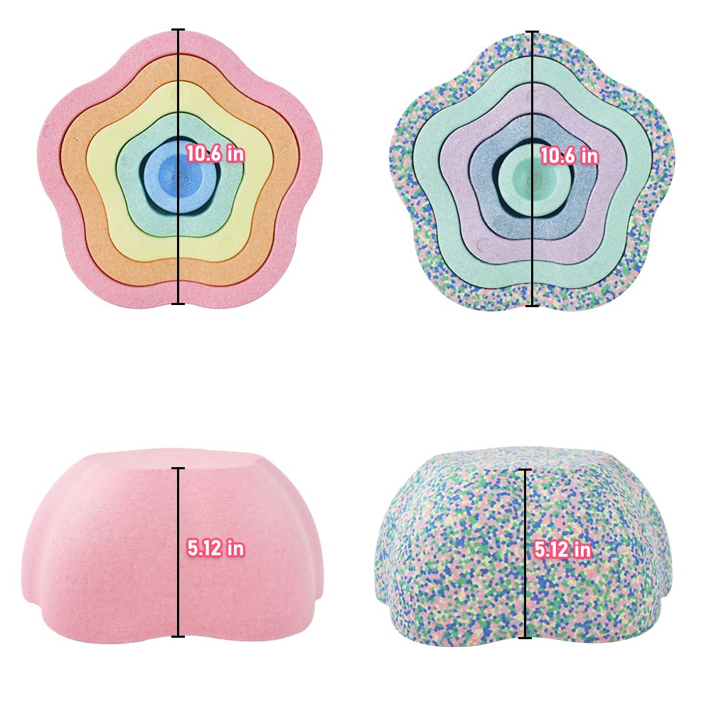 Toddler Stepping Stones, Stimulate Children's Creativity and Imagination, Improve Their Balance and Motor Skills, Flower-Shaped Stepping Stones (Pink &Blue