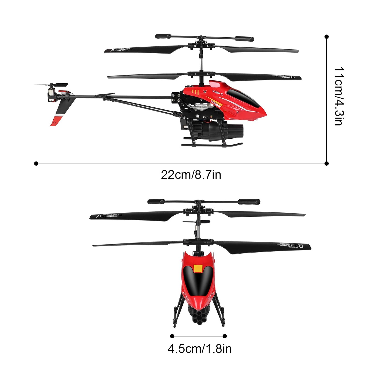 GoolRC Remote Control Helicopter, WLtoys V398-C 3.5 Channel RC Helicopter with 6-Axis Gyroscope, Altitude Hold, LED Light, Simulate Firing, 2.4GHz Flying Toys for Beginners