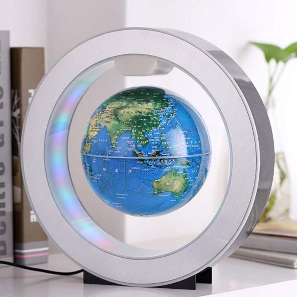 Magnetic Levitation Floating World Map with Constellations LED Light Globe 2 in 1 Anti Gravity Suspending in The Air Decoration Gadget (Blue 6 inch)