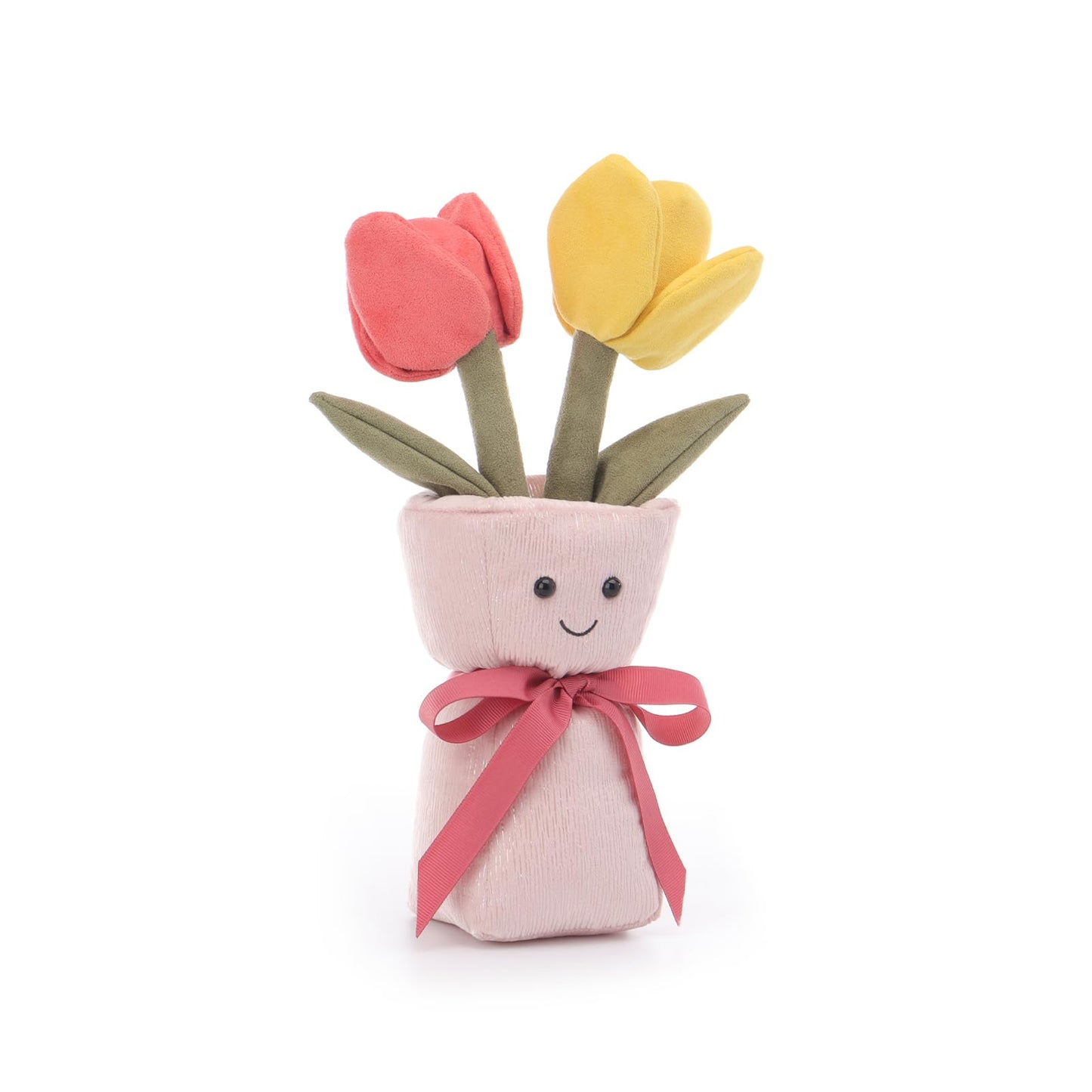 Apricot Lamb Romantic Tulip Vase Stuffed Animals for Kids, Soft Cute Plush Toys for Baby Girl and Boy, 11 Inches