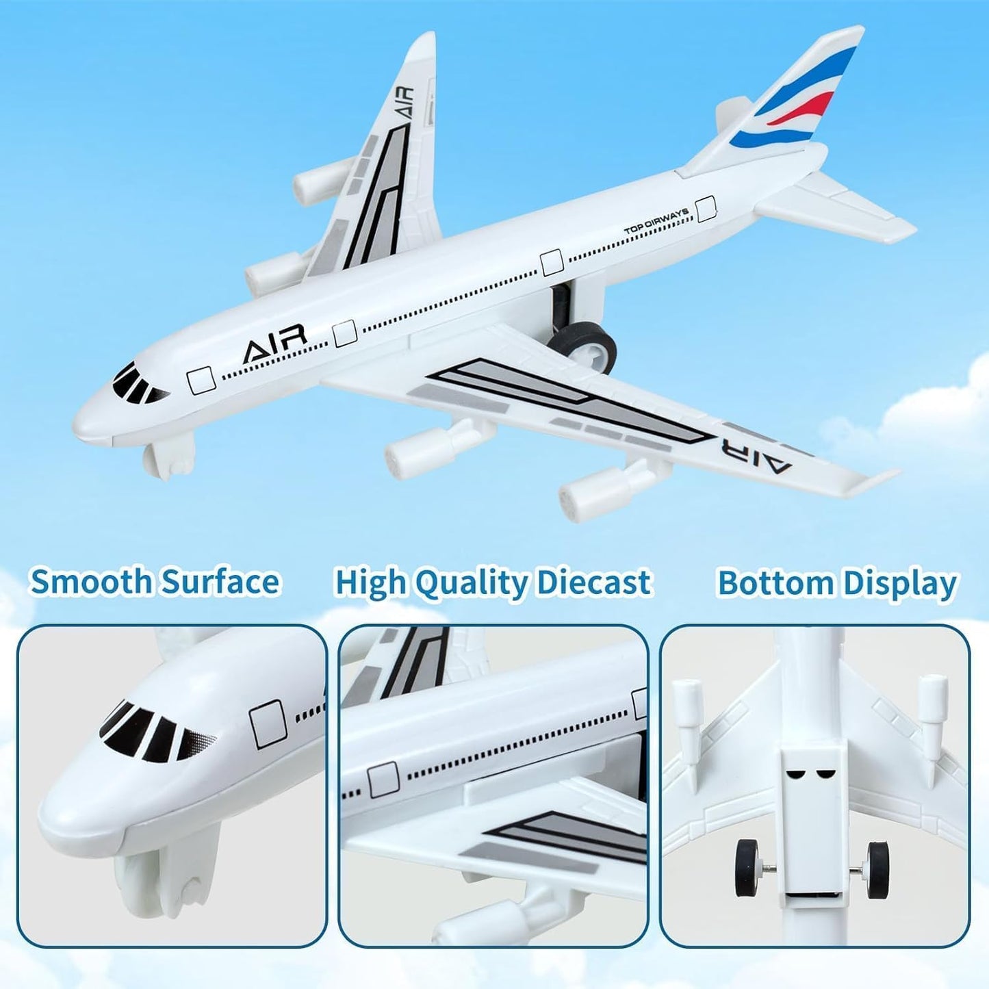 Tcvents Airplane Toys, Metal Plane Pull Back Airplane Toys for 3 4 5 6 7 Years Old Boys Girls, Die Cast Aircraft Plane Models, Kids' Play Vehicles Aeroplane Airplanes for Kids Birthday Gift