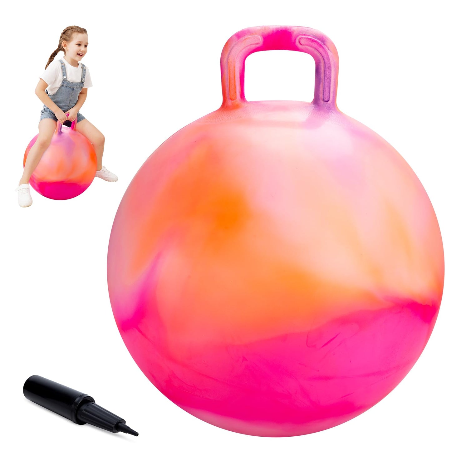 ZOOJOY Clouds Hopper Ball, Hopping Toys for Kids, 20 Inch Bouncy Ball with Handle for Boys Girls Aged 6-12, Inflatable Clouds Bounce Hopper Toy with Pump