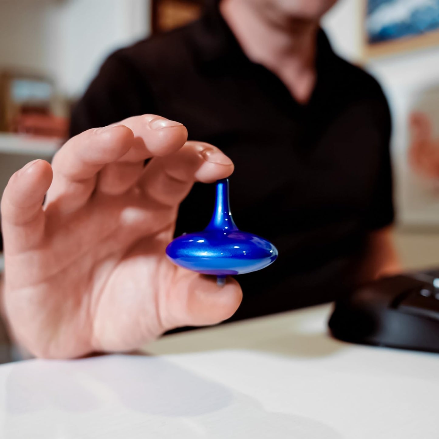 Hautech Electric Spinning Top, 6+ Hours Endless Spinning, LED Light Show, the Dreamer Spinning Top for Focus, Calm & Creativity, Timer-Enabled Design, Unique Gift for Adults (Stability Blue)