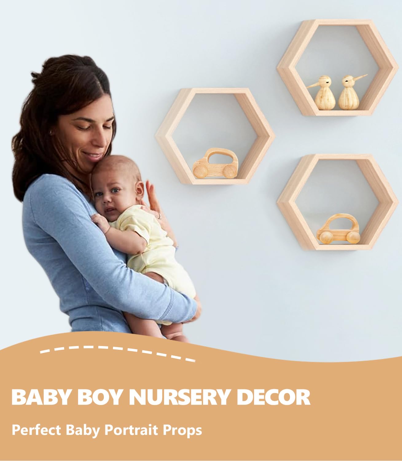 2 PCS Wooden Baby Car Toys for Toddlers 1-3 Years Old, Montessori Wooden Cars for Babies 0-6-12 Months, Neutral Wood Car Toys for Boys, Baby Nursery Decor, Early Learning Kids Wood Toys