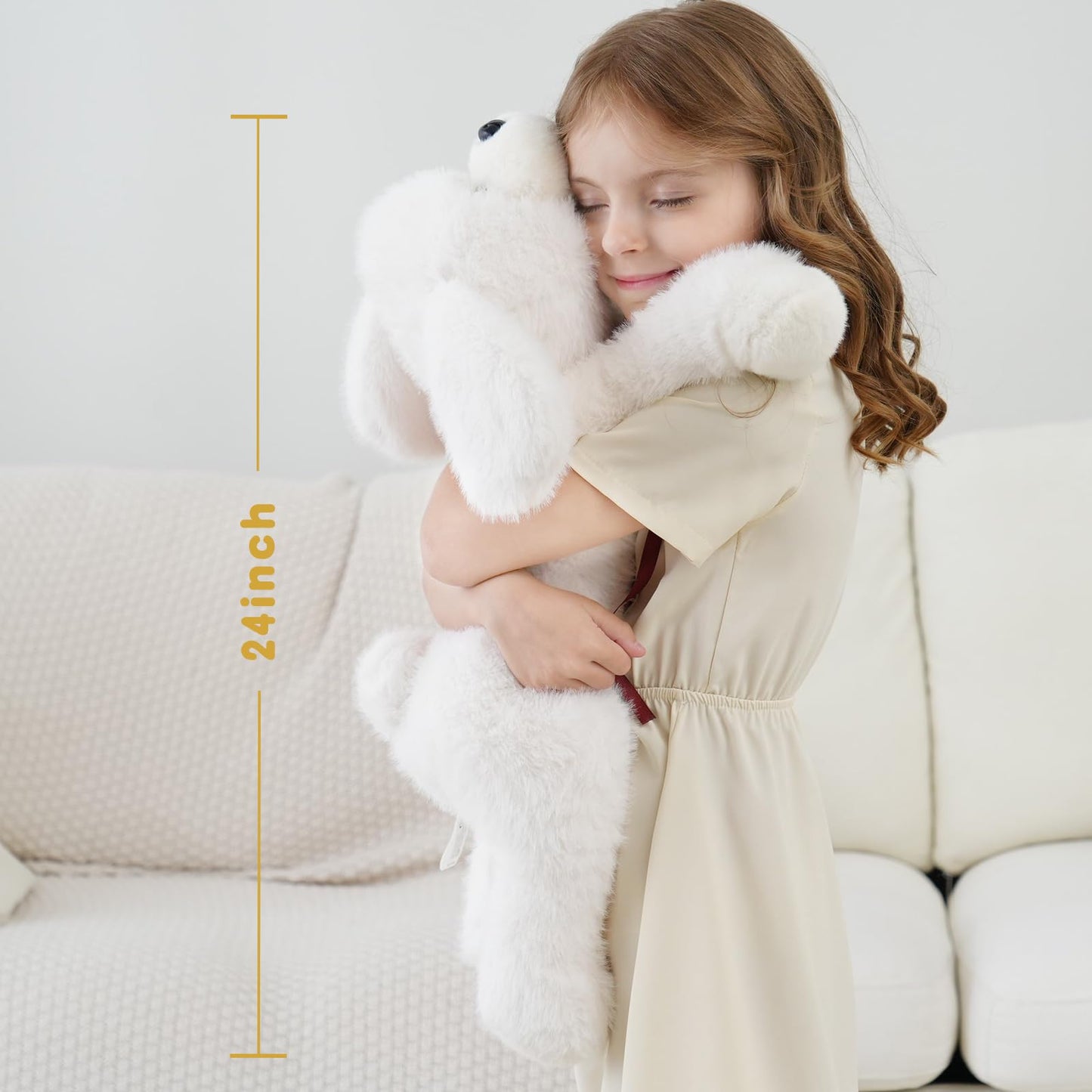 YGZE Weighted Dog Stuffed Animal Realistic Weighted Puppy Plush – 24 Inch, 4 lbs Lifelike Plush Dog Laying Stuffed Animal Gift for Kids & Adults