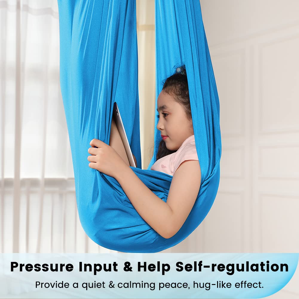 Sensory Swing for Kids Special Need Hardware Included, Indoor Outdoor Hanger for Calming & Relaxing, Cuddle Swing Happy for Autism, ADHD Therapy Aspergers Hug Like Snuggle Swing Hammock Sensory Chair