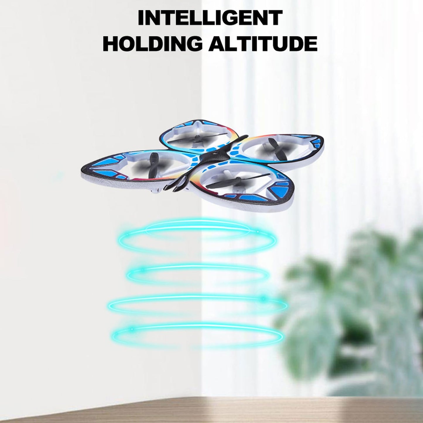 Dodoore Mini Drone for Adults, RC Butterfly Drone with Colorful LED Lights, RC Quadcopter with 3D Flips, Headless Mode, Altitude Hold, 2 Batteries for Beginners (Blue)