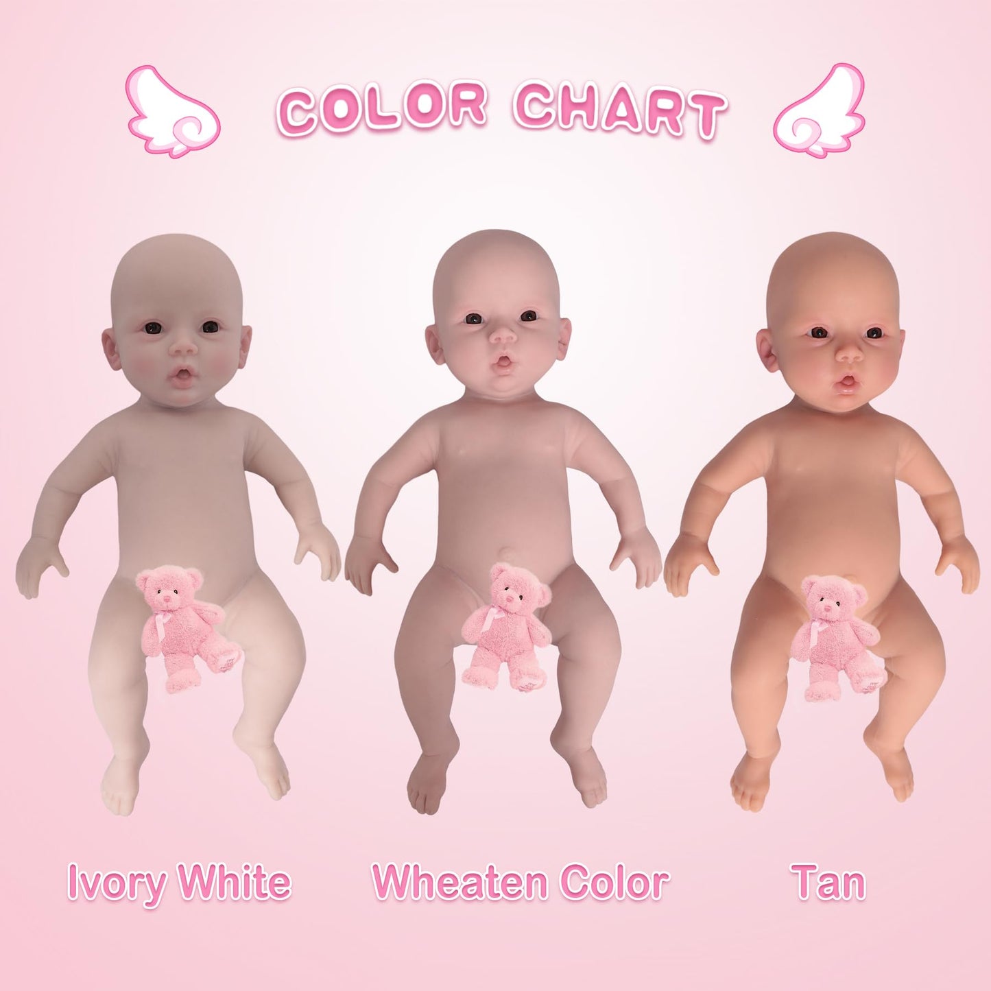 YIQI 18.5 inches Full Silicone Newborn Baby Doll not Vinyl Soft Silicone Baby Lifelike Reborn Doll Present Collectible Washable (Wheaten Color)