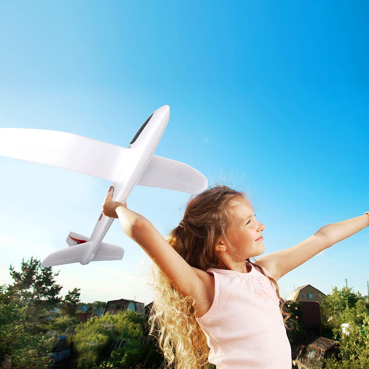 TOYANDONA 1PC Foam Glider Airplane, 39 inch Large Throwing Glider Planes Lightweight Outdoor Flying Glider Airplane Toys for Girls Boys Party Favor or Gift