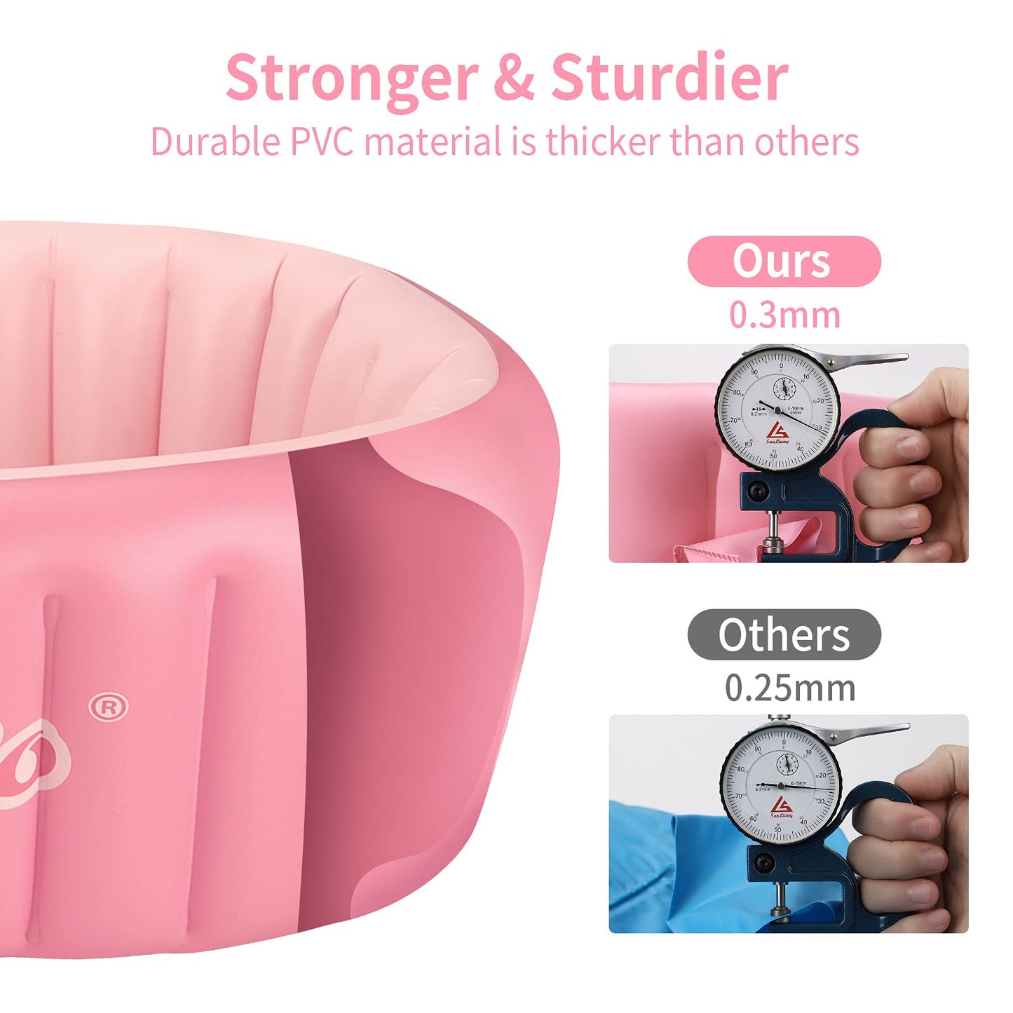Swimbobo Inflatable Baby Bath Tub Portable Foldable Travel Mini Swimming Pool Helps Infants to Toddler Tub (Pink)