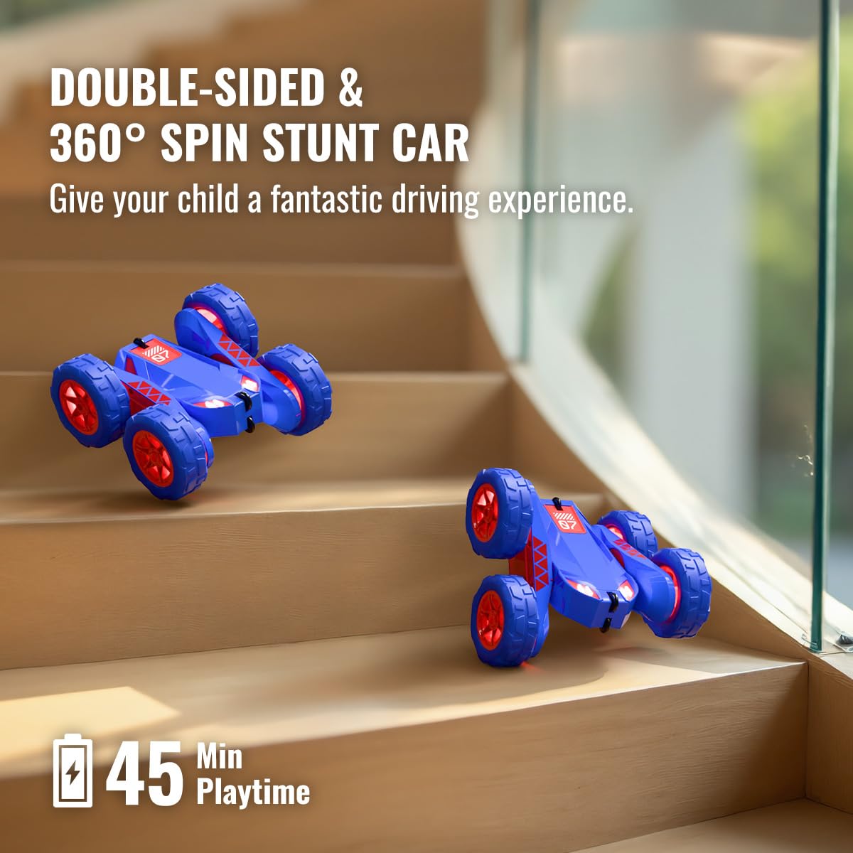 zingzoom Remote Control Car, Rechargeable RC Cars & Remote Double-Sided Driving 360° Flips Rotating 2.4Ghz 4WD All Terrain Stunt Race Car Toy Christmas Birthday Gift for Kids Boys 3-12