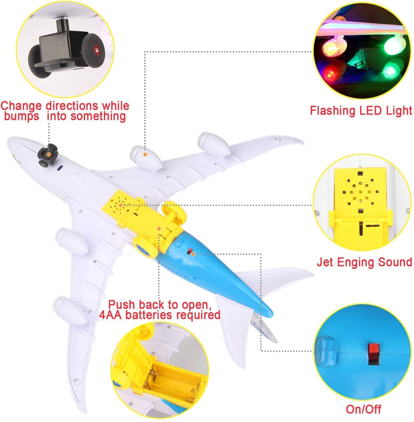 Liberty Imports Electric Airplane Space Shuttle Carrier Transporter Bump and Go Kids Action Toy - Big Model Jumbo Jet with Flashing 3D Lights and Realistic Aircraft Plane Sounds
