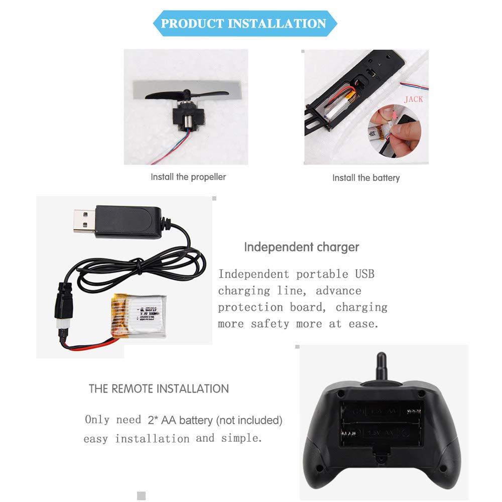 GoolRC FX601 RC Airplane, 2.4Ghz 2 Channel Remote Control Plane, Easy to Fly RC Aircraft for Beginners Teens and Adults