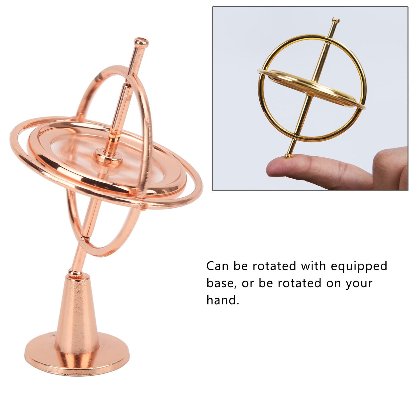 Mini Gyroscope, Metal Gyroscope, Bracket Gyroscope Decompression Toy Mini Balance Spinning Top Artifact Rose