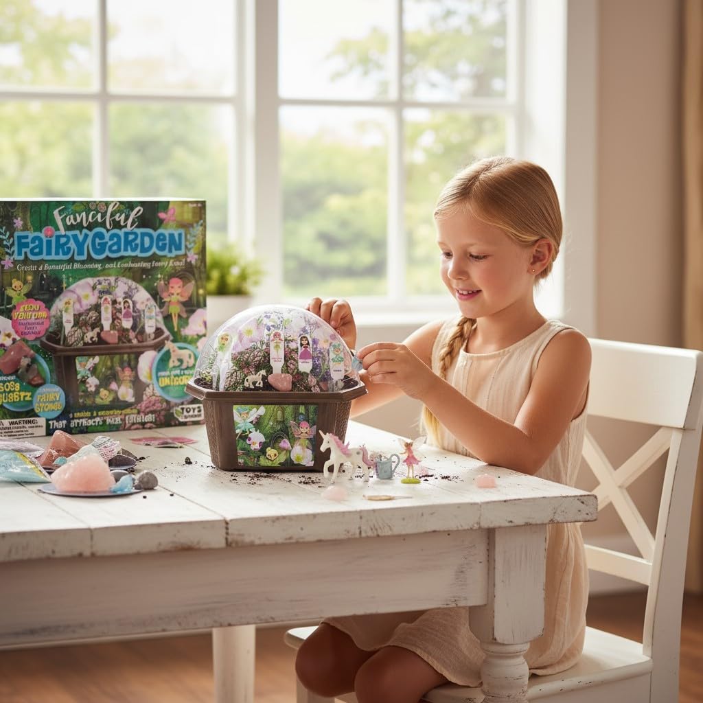 Toys by Nature Fanciful Fairy Biosphere Terrarium Starter Kit, Complete Supplies Included to Create Your Own Enchanting Garden and Indoor Plants! (Fanciful Fairy Garden)