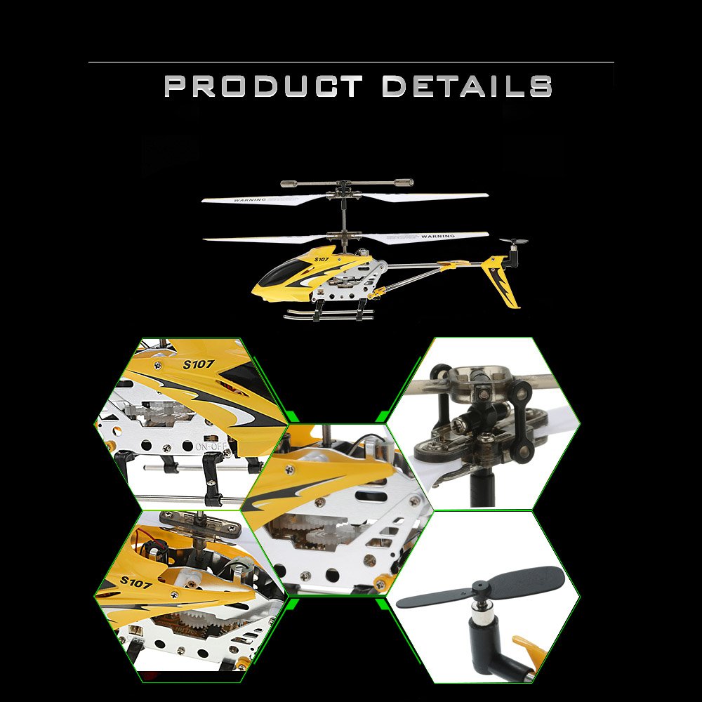 GoolRC Remote Control Helicopter, S107/S107G RC Helicopters, 3 Channel Mini Helicopter with Gyro for Beginners (Yellow)