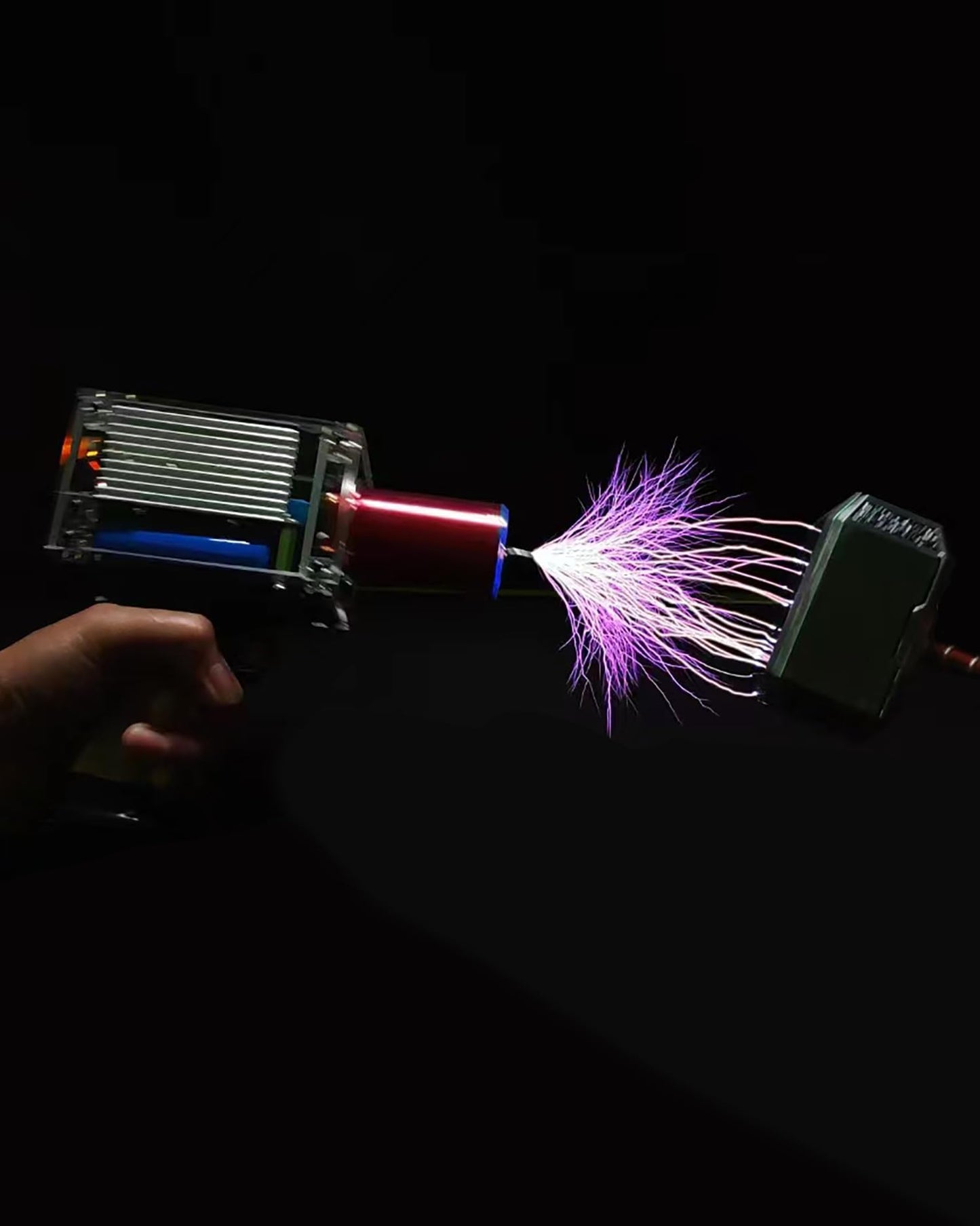 Tesla Coil Handheld Gun, Artificial Lightning, Portable Mini Spark Gap Arc Generator, for Science Physics Teaching Experiment Tool College High School Education DIY Toy (Regular Edition)