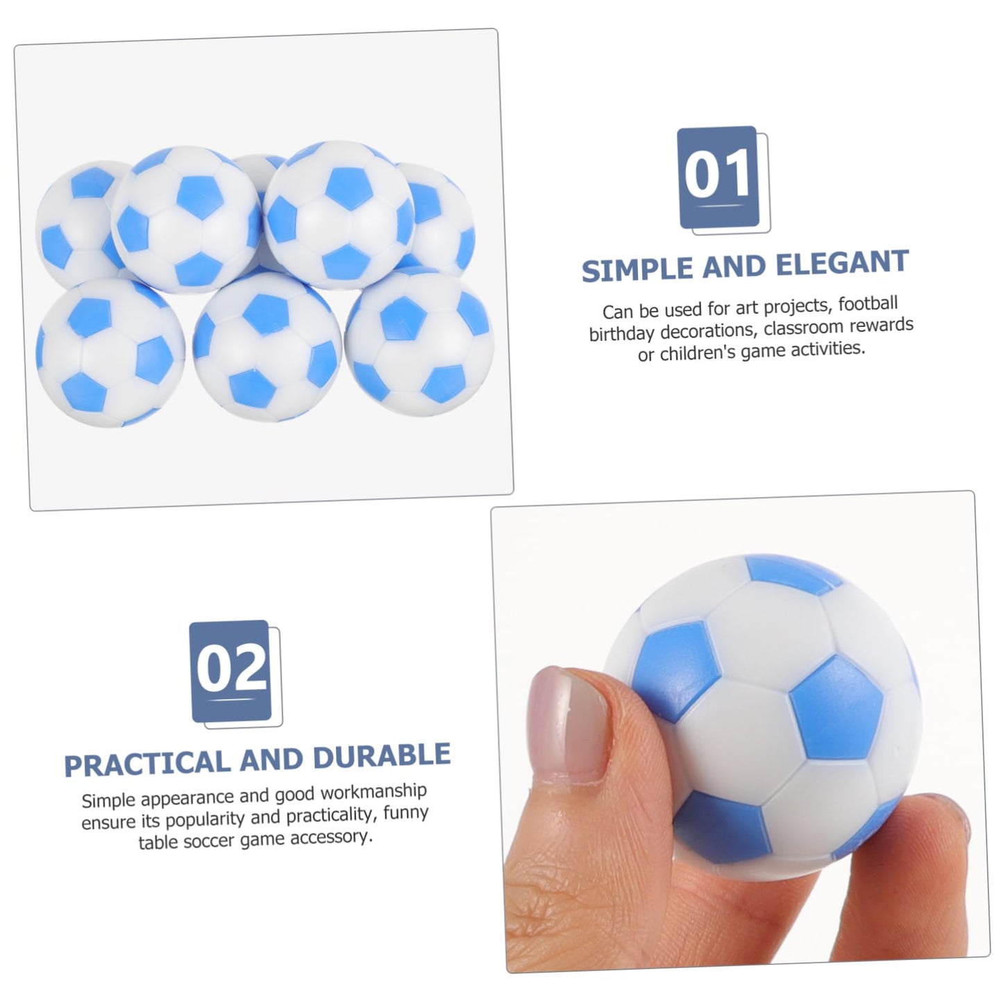 HOOTNEE 8pcs Pattern Foosball Balls Tabletop Soccer Balls Desktop Soccer Game Accessories