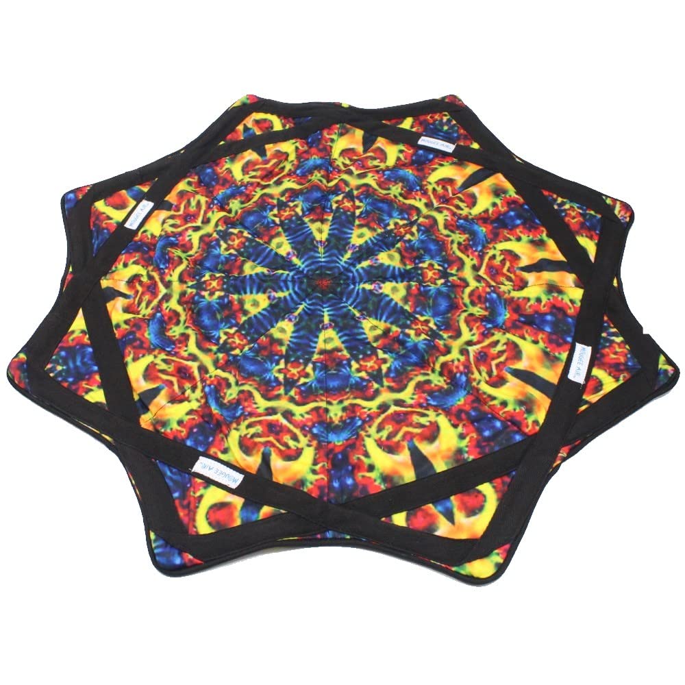 Mougee (moo-JEE) - Air Flow Star - for Beginners & Advanced - Fun & Challenging - Double Stitched Flow Toy - Vibrant Colors & Patterns Durable - 28” Diameter - Autumn Flower