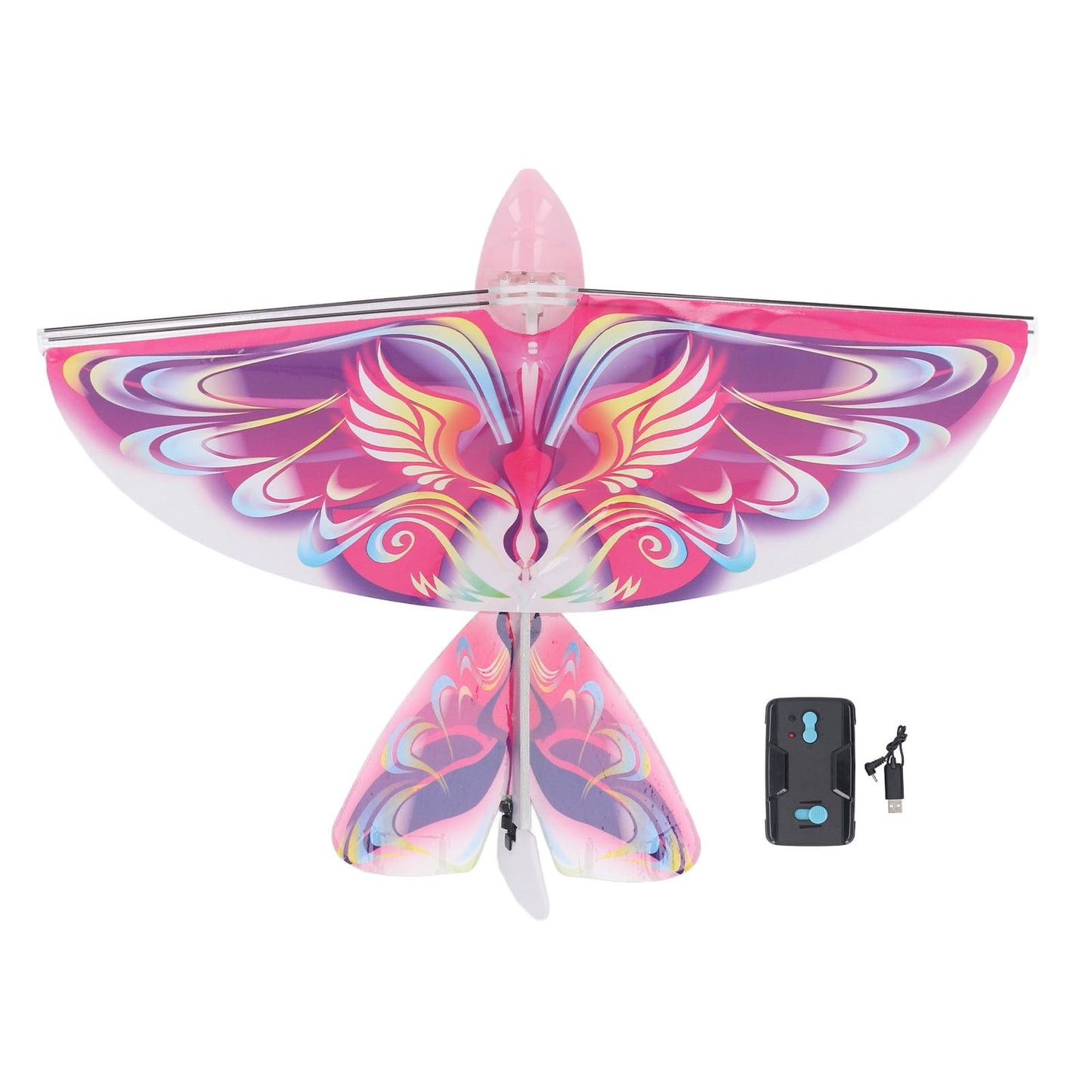 Flying RC Bird Toy 2.4GHz USB Charging LED Flapping Bird for Indoor Outdor (Pinkish)