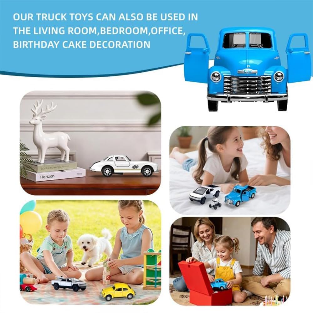 Little Blue Truck Toys for Kids Ages 2 3 4 5 6 7 8 Year Old Boys Girls, 1:32 Alloy Kids Car Toys, with Pull Back Model Cars diecast Cars Toddlers Race playsets Birthday Set