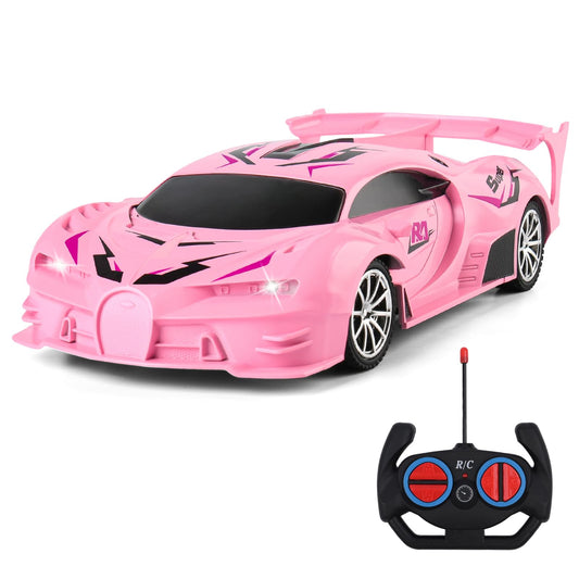 KULARIWORLD Pink Remote Control Car for Girls, Rechargeable High Speed Drift RC Cars Toys Gifts for Girl Age 6 7 8-12,1/18 Super Vehicle with Headlight Racing Hobby Xmas Birthday Gift