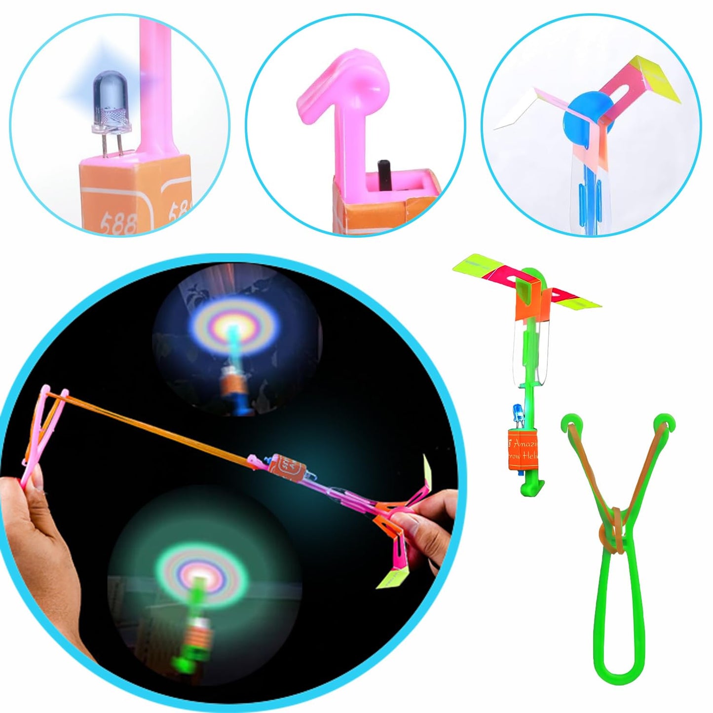 36 Sets Light Up Flying Toys,Slingshot for Kids,Glow In The Dark Party Supplies,Camping Essentials,Beach,Outdoor Games,Outside Toys,Valentines Day Gifts,Classroom Prizes,Party Favors for Kids 8-12 4-8