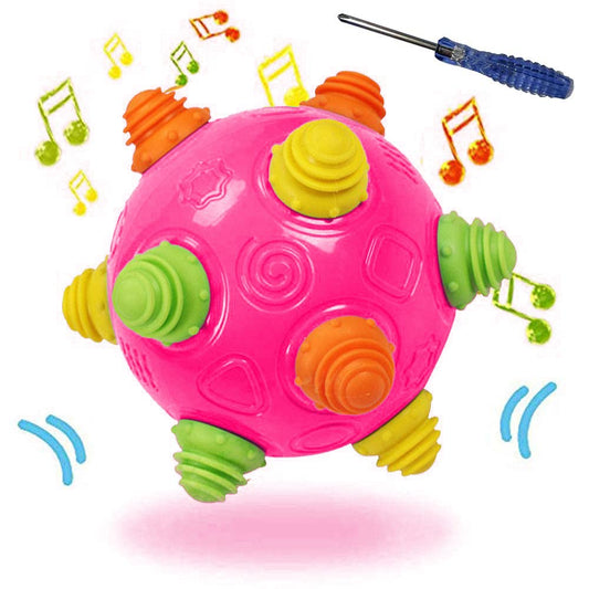 Toddlers Baby Music Shake Dancing Ball Toy, Move and Crawl Ball Toys for Kids,Bouncing Sensory Learning Ball Toys Ideal Gift for Baby Boys and Girls, Endless Fun for Children (Navy Blue),18+ Months
