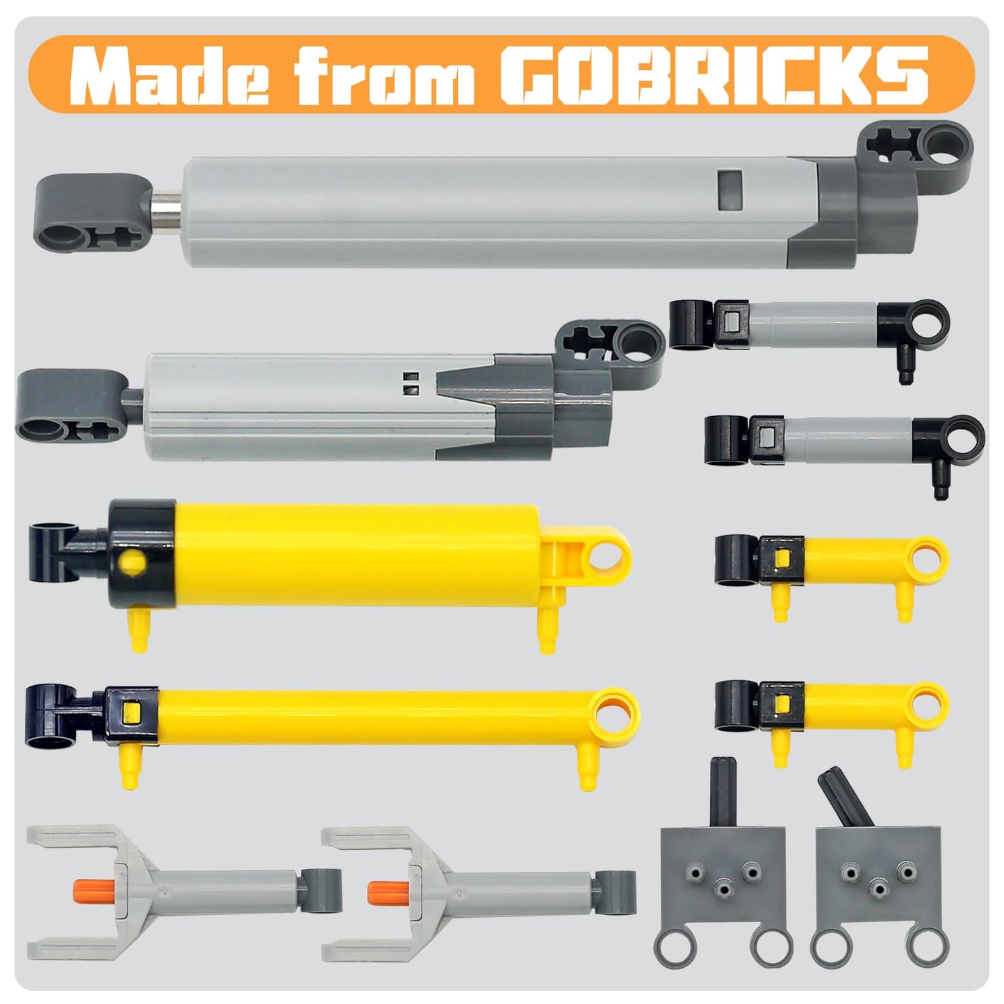 33pcs Pneumatic Pumps Parts Kit, Compatible with Technic Pumps Pneumatic Cylinders Air Tank Switch Tubes Push Rod Pressure Gauge T-connectors Actuator Alloy Joint, for Building Toys Accessories