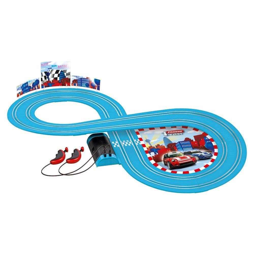 Carrera First Ferrari Slot Car Race Track - Includes 2 Cars: Red & Yellow Ferrari & Two-Controllers - Battery-Powered Beginner Set for Kids Ages 3 Years & Up