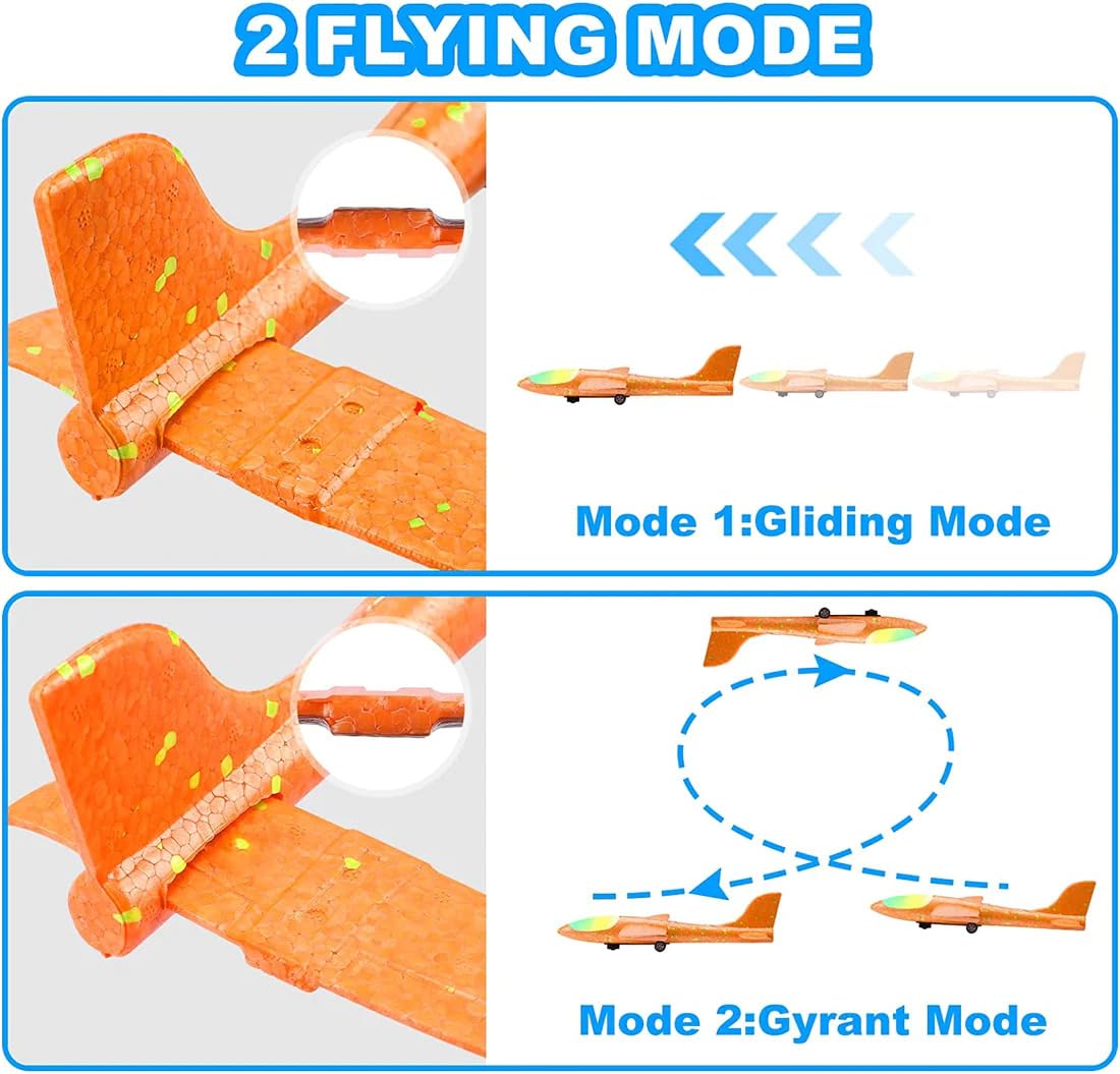 BAREEK 3 Pack Airplane Launcher Toy for Kids 13" Led Foam Glider Catapult Plane Kids Outdoor Toy 2 Flight Mode Foam Led Airplanes Outdoor Flying Toy 3 4 5 6 7 8 9 10 11 12 Old Boys Girls Birthday Gift