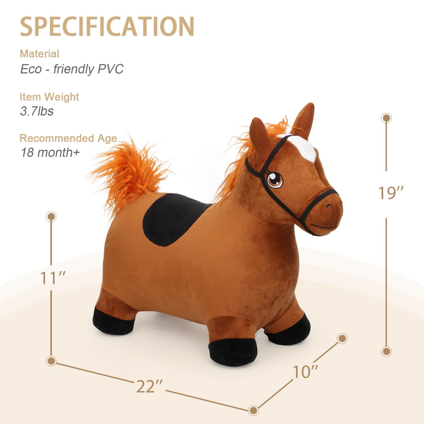 INPANY Bouncy Horse Toys for 2 Year Old Boy, Toddler Plush Bouncing Farm Animals, Inflatable Hopper, Jumping bounce Horse, Kid Ride on Rubber Bouncer, Outdoor Indoor Baby Birthday Gift for 3 4 Yr Girl