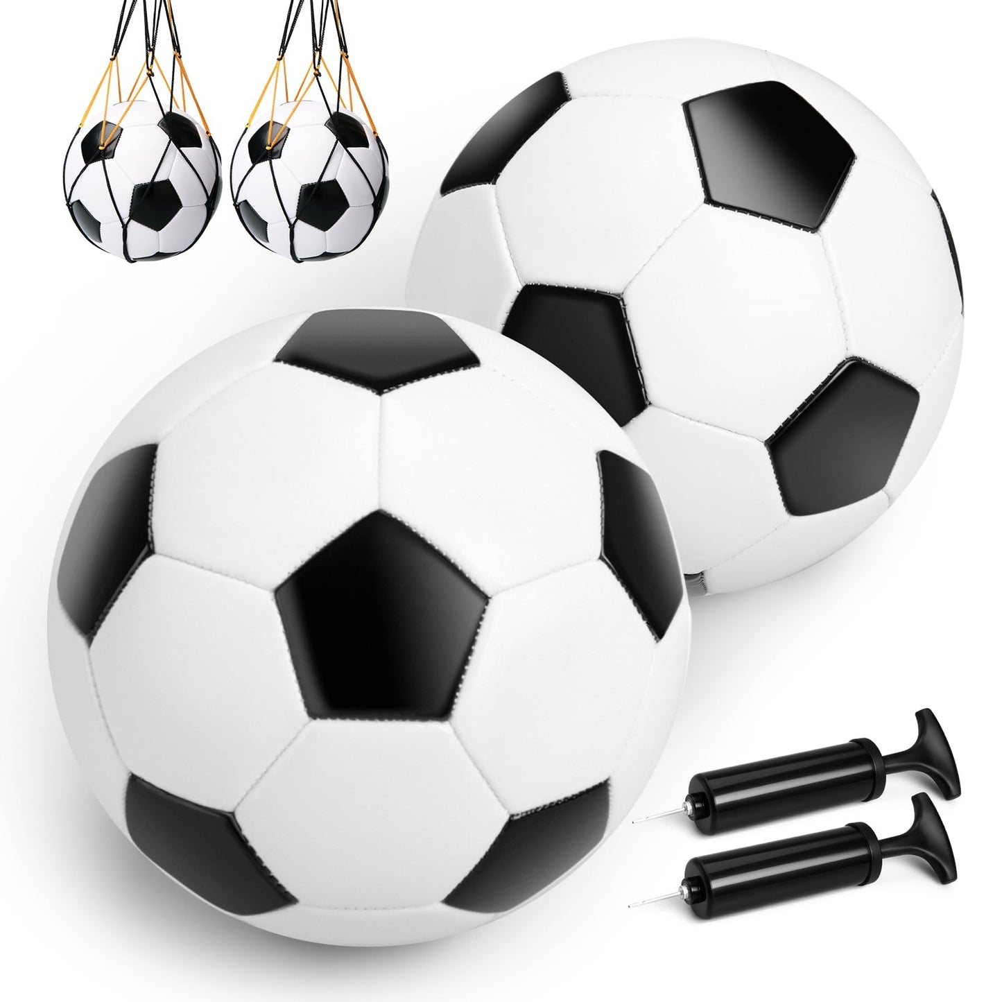 Kids Soccer Balls Size 3 with Pumps - Set of 2 Soccers and 2 Pumps - Official Size & Weight - Classic Indoor Outdoor Soccers Soft Cover - Ideal Gifts for Toddler Kids Boys Girls 2 3 4 5 6 7 8 Years