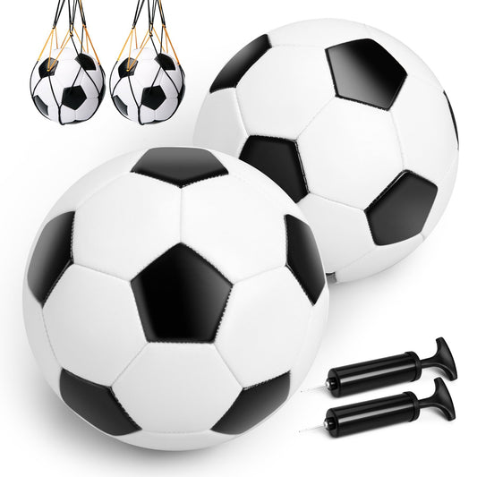 Kids Soccer Balls Size 3 with Pumps - Set of 2 Soccers and 2 Pumps - Official Size & Weight - Classic Indoor Outdoor Soccers Soft Cover - Ideal Gifts for Toddler Kids Boys Girls 2 3 4 5 6 7 8 Years