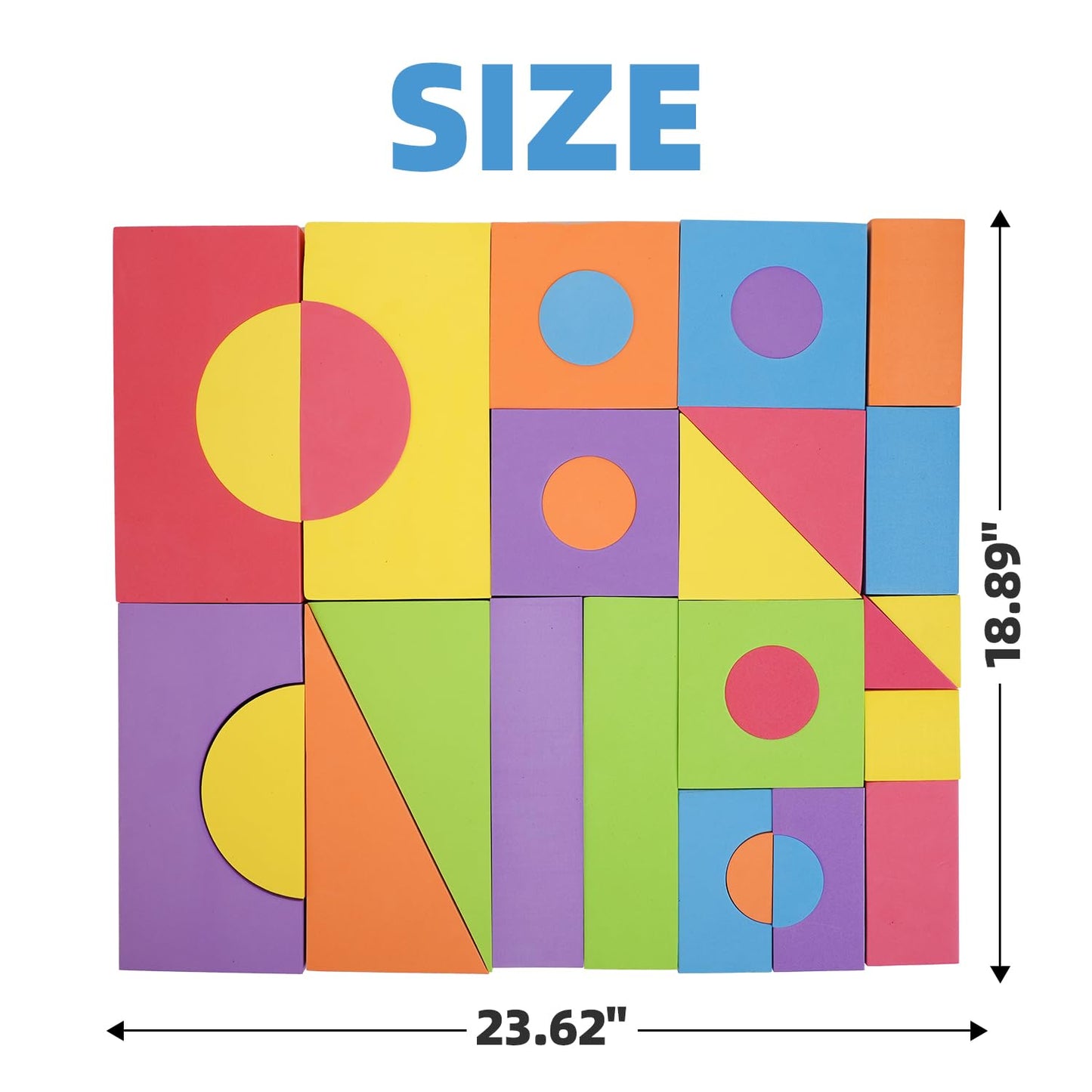 Bingyouth Large Building Foam Blocks for Toddlers, EVA Stacking Foam Building Blocks Toy Set, Non-Toxic, Washable, Early Learning Construction Toys & Gifts for Kids Boys & Girls (Blue, Pieces, 60)