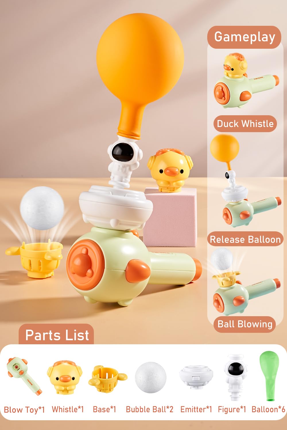 ARHEQI Breathing Exerciser for Kids, Sensory Toys with Whistle, Floating Blow Pipe Balls, Balloon Launcher, Autism Speech Therapy Toys for 3 4 5 6 7 Year Old Boys Girls Gifts- Green