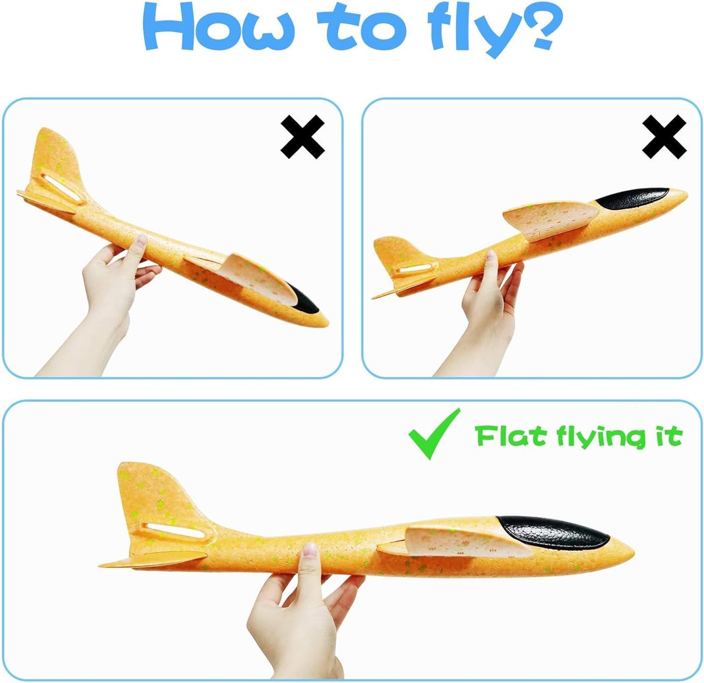 PLMMOUT 4 Pack Foam Airplanes,17.5" Large Throwing Foam Plane,Airplane Toys for Kids,2 Flight Mode Glider Plane Outdoor Toys,Foam Airplane Party Favors Birthday Gifts for 3 4 5 6 7 Year Old Boy