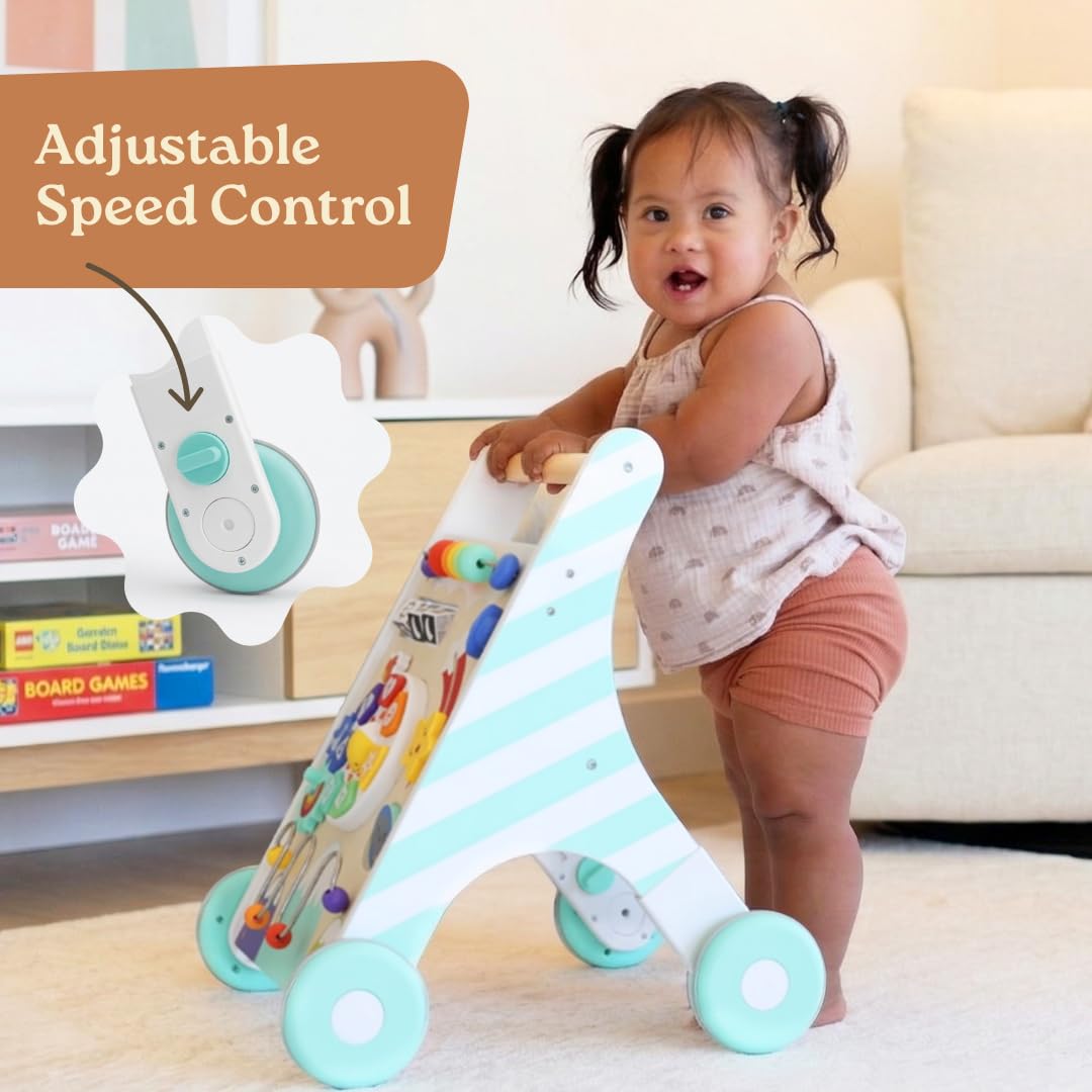 Little Acorn, Wooden Baby Walker with Music & Lights | Adjustable Speed | Sit to Stand 4-in-1 | Montessori Push Walker | Ages 6–18 Months | Gift for 1 Year Old Boys & Girls