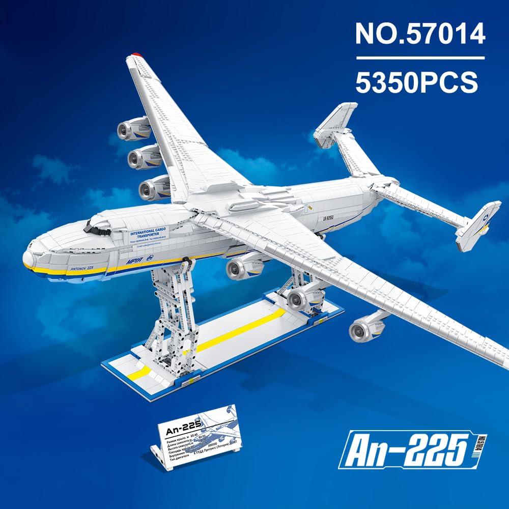 DUANT Antonov An-225 Technik 1:84 Large Transport Aircraft Building Blocks Set, 5350 Pieces MOC Airplane Model Building Kit, Military Fans Model- Collection Gift for Adult