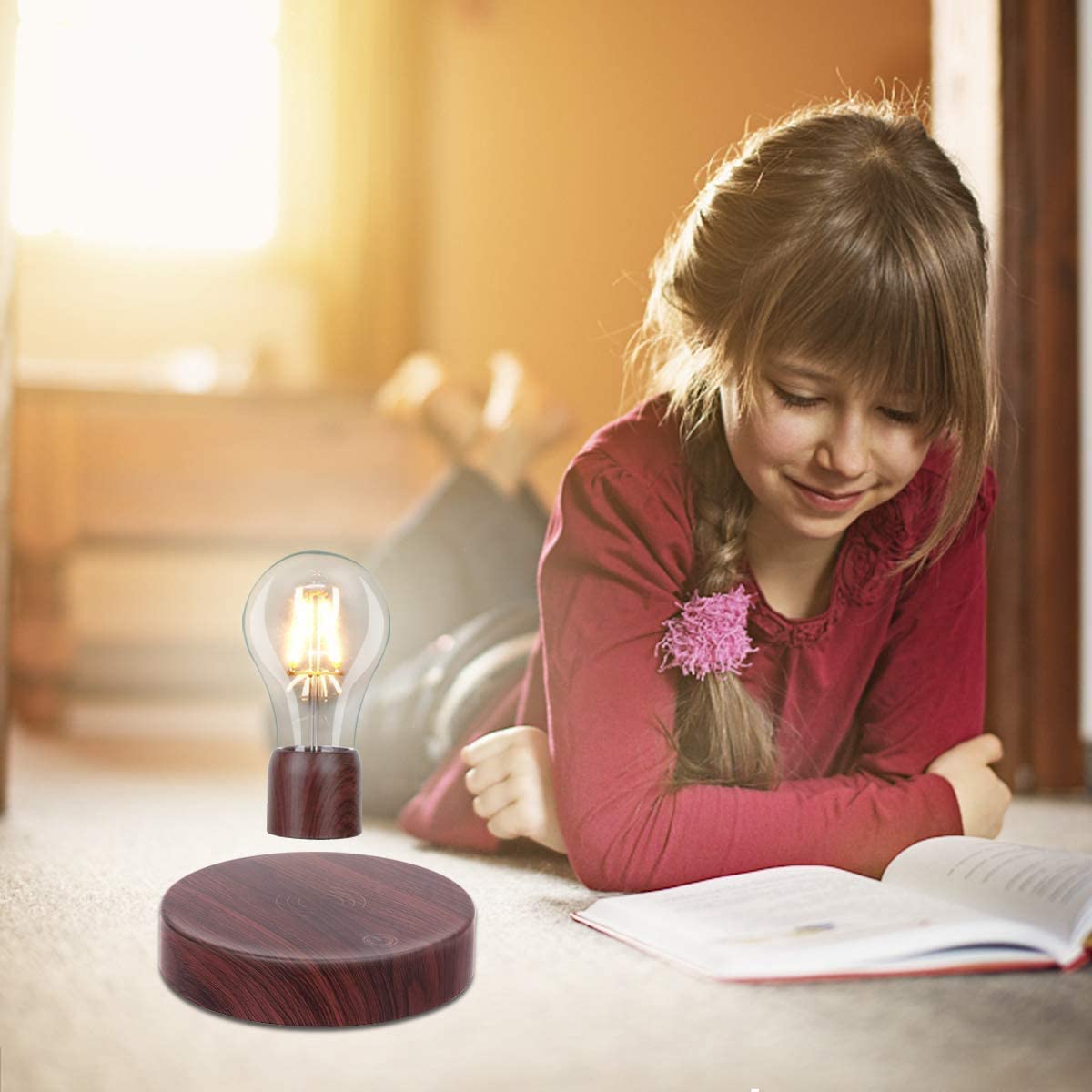 exekoml Levitating Light Bulb Lamp Floating and Spinning LED Bulb Light 360 Degree Rotating Magnetic Levitation Bulb Night Lights Table Lamps Home Office Decoration Desk Tech Toys