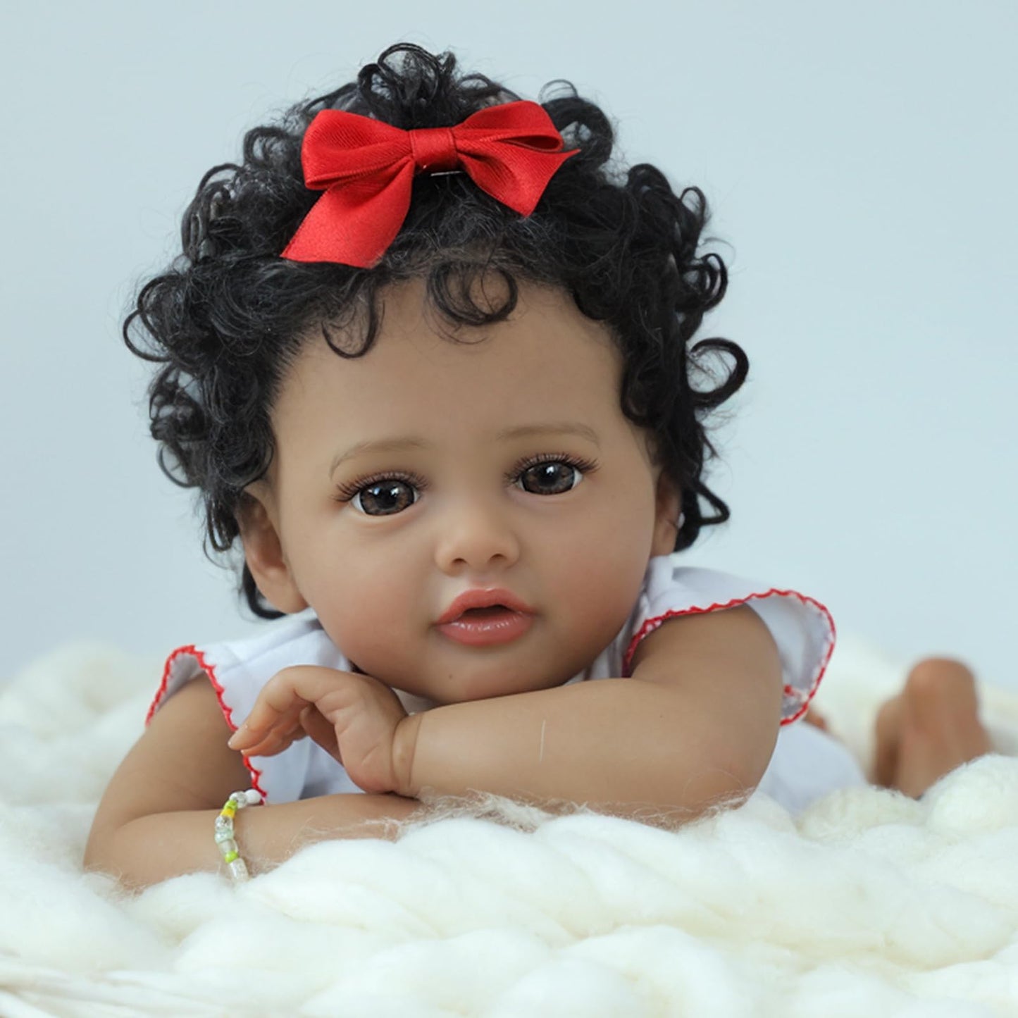 SCOM Reborn Baby Dolls Black-20 Inch Girl African American Realistic Newborn Girl Doll, Lifelike Weighted Soft Body, Christmas Birthday Gift for Kids Age 3+