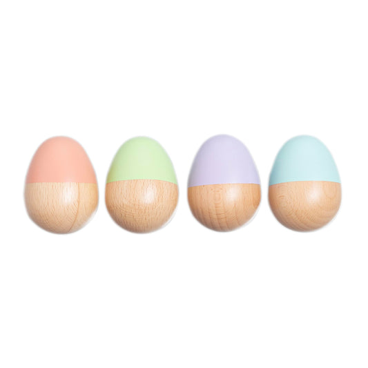Pearhead Wooden Egg Shaker Baby Toy Set – 4-Piece Montessori Musical Sensory Toy, FSC-Certified Wood, Develops Rhythm & Fine Motor Skills, Pastel Baby Maracas for Boys and Girls, 0+ Months