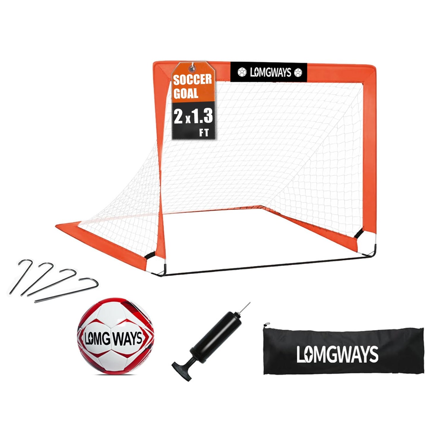 Soccer Goal for Backyard,Mini Soccer Goal with Size 1 Soccer Ball,Pump,Ground Stakes,Carrying Bag, Perfect for Backyard,Court,Field,Easy Setup,Great for All Levels
