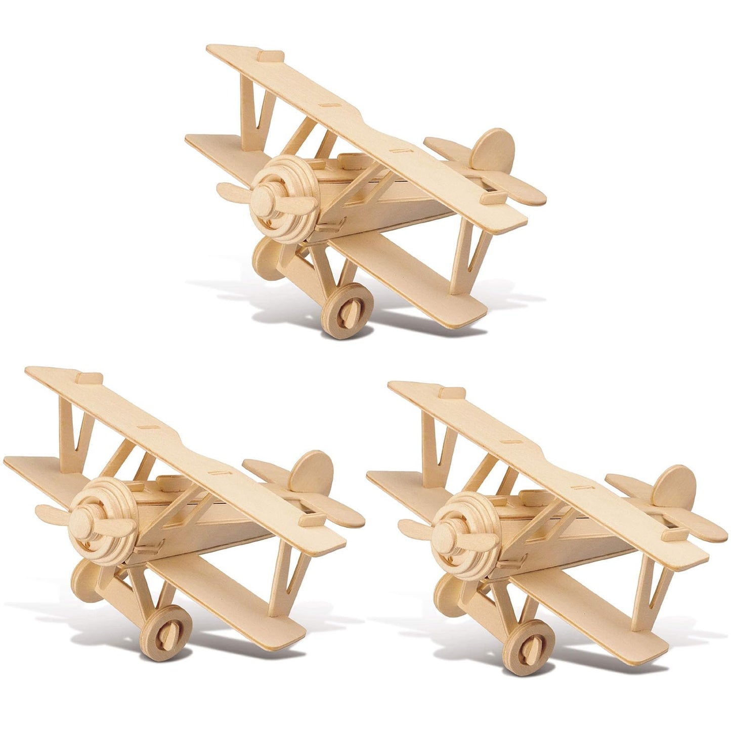 TOYANDONA 3 Pack Wooden DIY Crafts Plane, Mini Assemble Painting Airplane Model Toys Wood 3D Puzzles Construction Kits for Kids School Craft Decor Projects