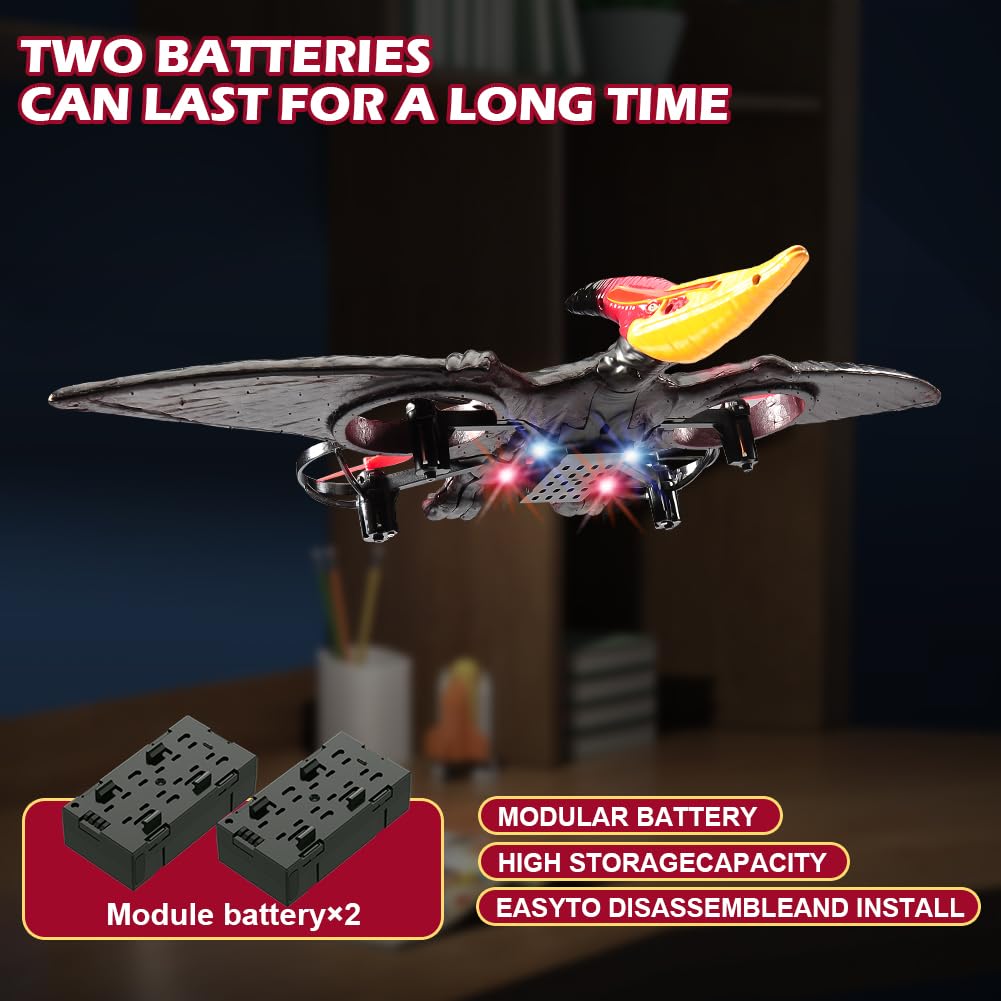 jaming Pterodactyl Drone Dragon Toys Rc Airplane for Kids and Adults Easy to Flying Dinosaur Toys Remote Controlled Aircraft for Beginners Hobby RC Plane Toys Birthday Gifts for Boys 8-12